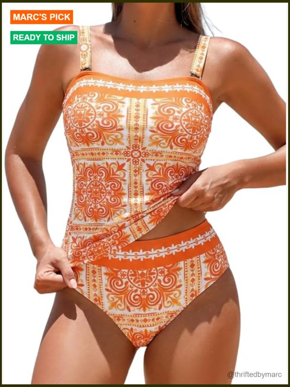 High Waisted Tankini Set Tummy Control Full Coverage Swimwear